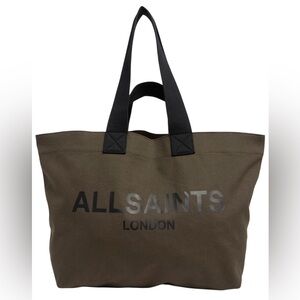 AllSaints Olive Green Acari Tote Bag Large New